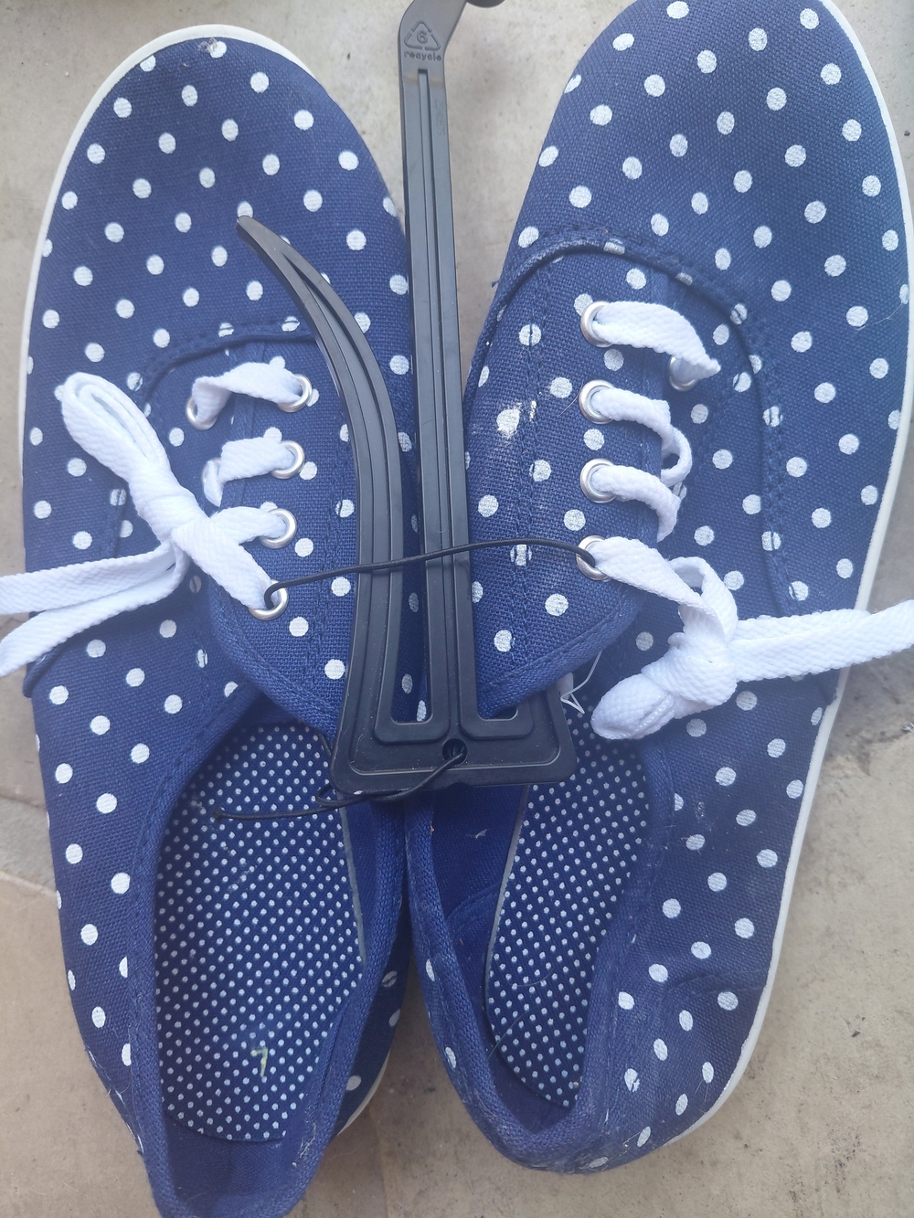 New Navy Polka Dot Sneakers with White Laces